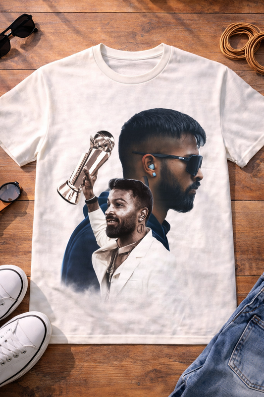Hardik Pandya Triumph T-Shirt – Men & Women | Moon White