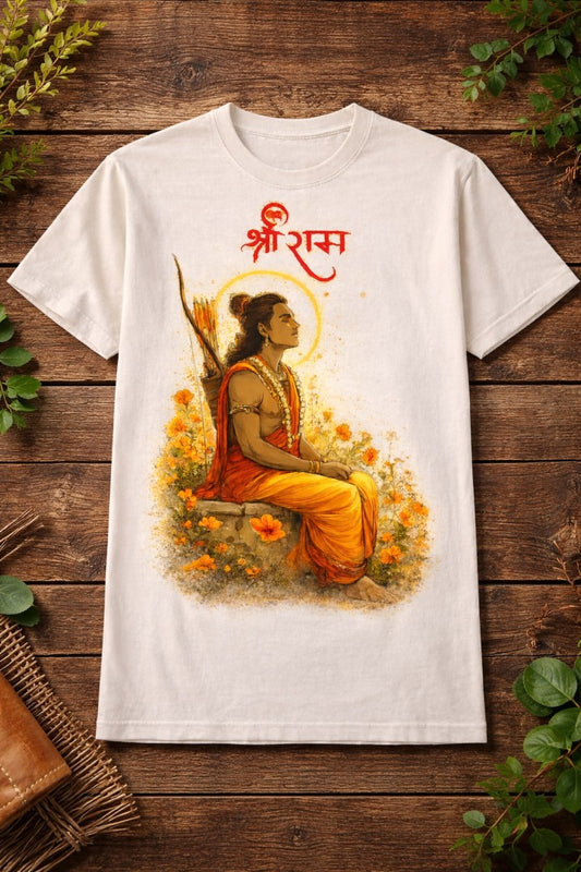 Sri Ram Sitting Regular T-Shirt | Off White