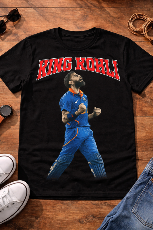 Virat Kohli Celebrating T-Shirt – Men & Women | Midnight Black