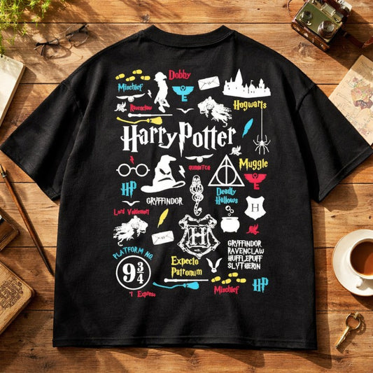 Harry Potter Universe Drop-Shoulder T-Shirt | Black