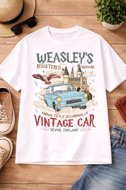 Harry Potter Weasley's Car T-Shirt | White
