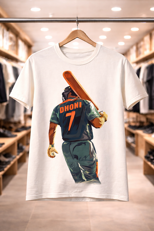 Dhoni T-Shirt – Men & Women | Moon White