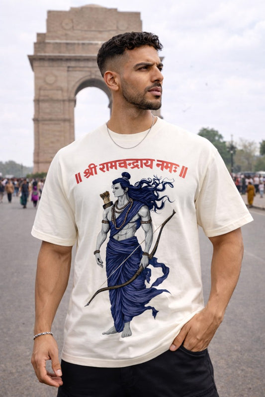 Sri Ram In Wind Regular T-Shirt | Off-White
