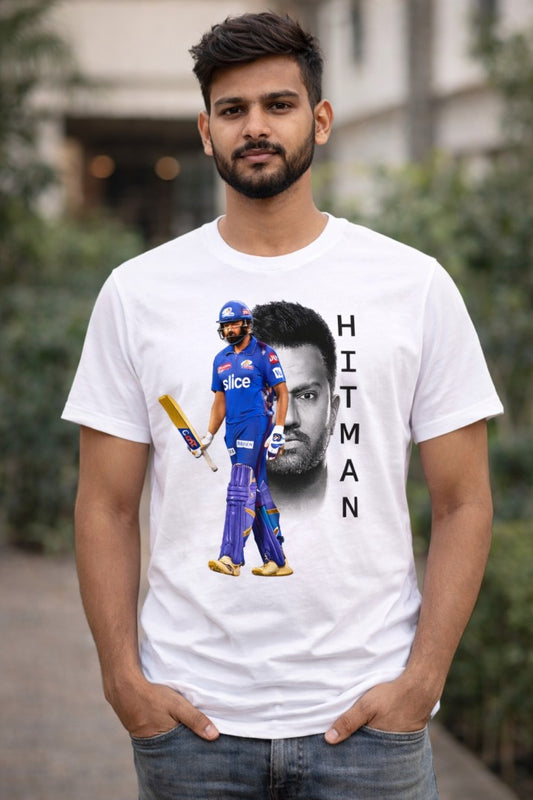 Rohit Sharma Hitman T-Shirt – Men & Women | Moon White