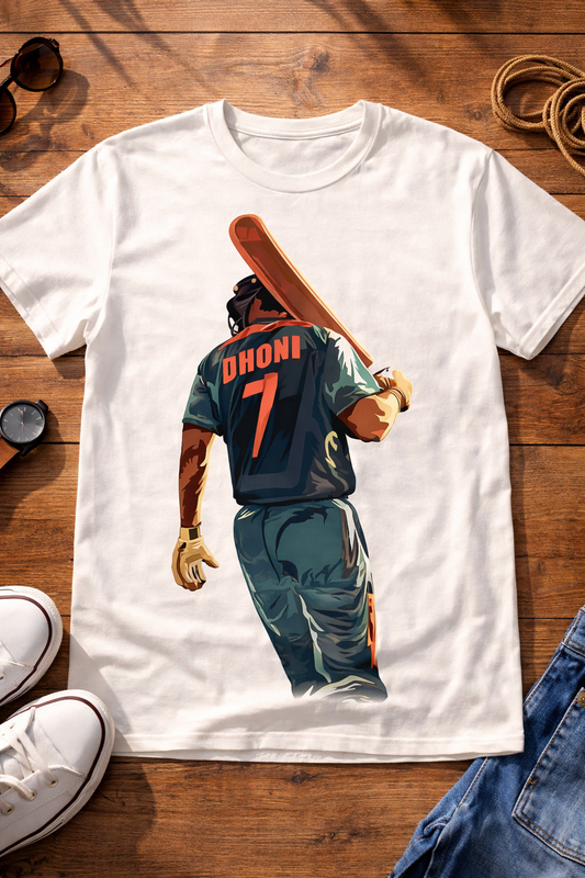 Dhoni T-Shirt – Men & Women | Moon White
