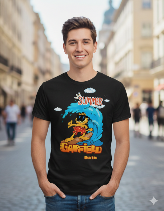 Summer Garfield Unisex T-Shirt | Black