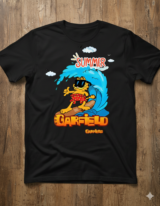 Summer Garfield Unisex T-Shirt | Black