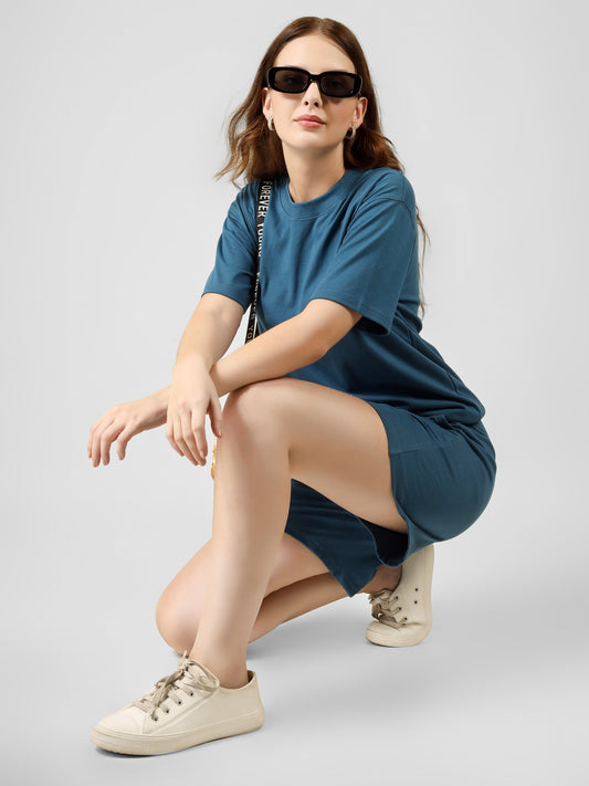 Regular Co-ord Set-Solid | 100% Cotton – Women | Tasty Teal