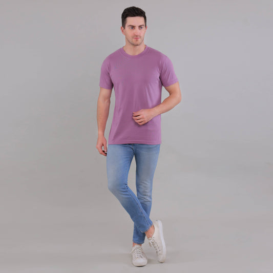 100% Cotton Solid T-Shirt – Men | Lovely Lavender