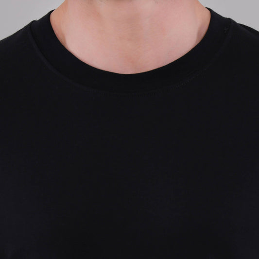 100% Cotton Solid T-Shirt – Men | Midnight Black