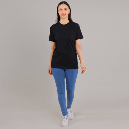 100% Cotton Solid T-Shirt – Women | Midnight Black