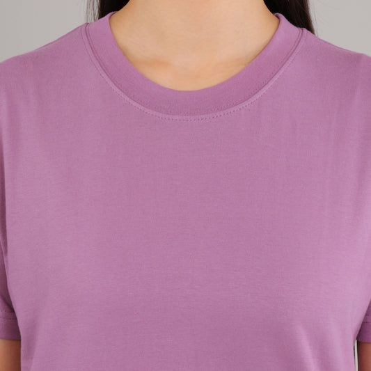 100% Cotton Solid T-Shirt – Women | Lovely Lavender