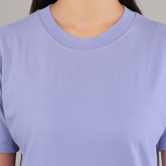 100% Cotton Solid T-Shirt – Women | Blissful Blue
