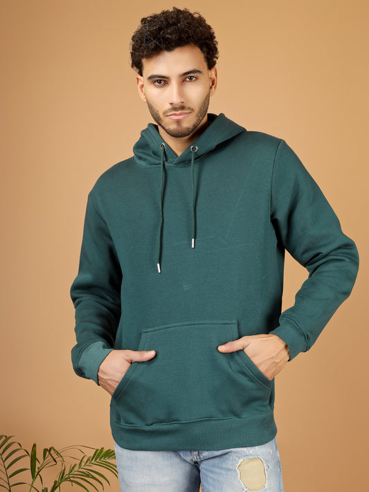 Solid Winter Hoodie – Men | Sea Green | Warm & Stylish Pullover Sweatshirt