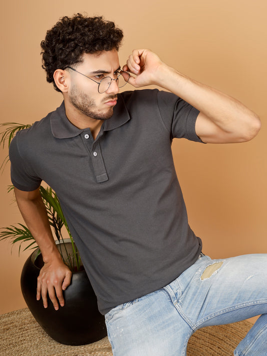 Polo T-Shirt – Men | Smokey Grey | Casual & Smart Collared Tees