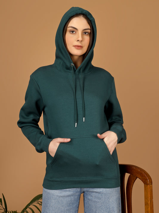 Solid Winter Hoodie – Women | Sea Green | Warm & Stylish Pullover Sweatshirt