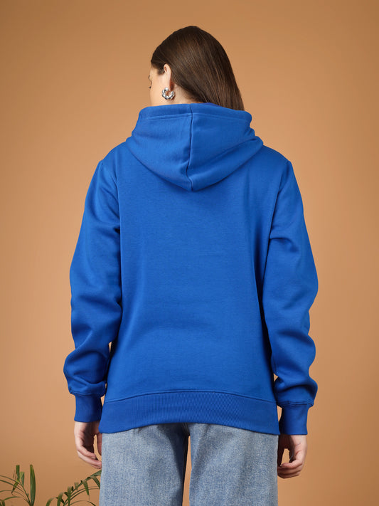 Solid Winter Hoodie – Women | Bright Blue | Warm & Stylish Pullover Sweatshirt