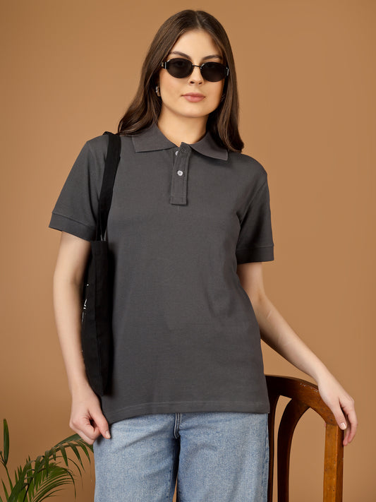 Polo T-Shirt – Women | Smokey Grey | Casual & Smart Collared Tees