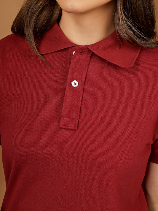 Polo T-Shirt – Women | Moody Maroon | Casual & Smart Collared Tees