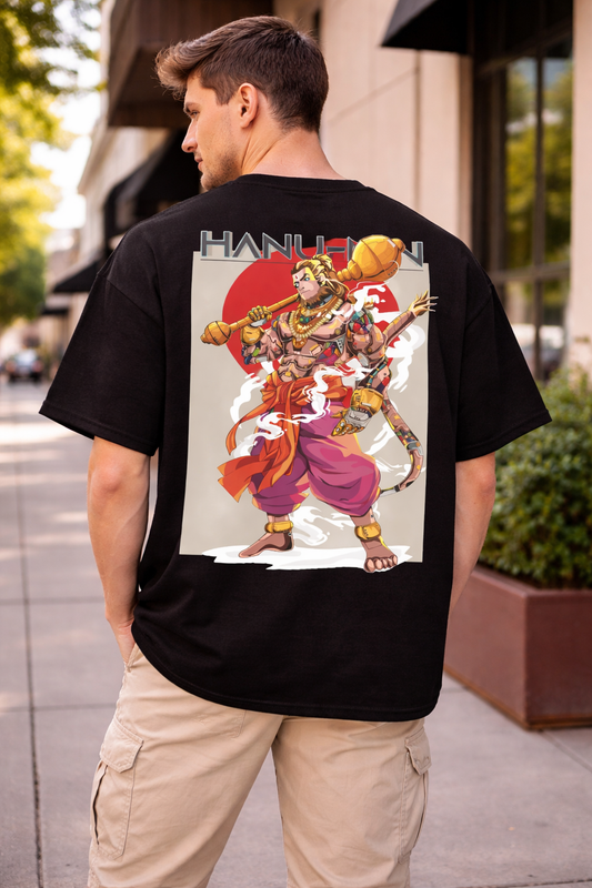 Lord Hanuman Drop-Shoulder T-Shirt – Men & Women | Black
