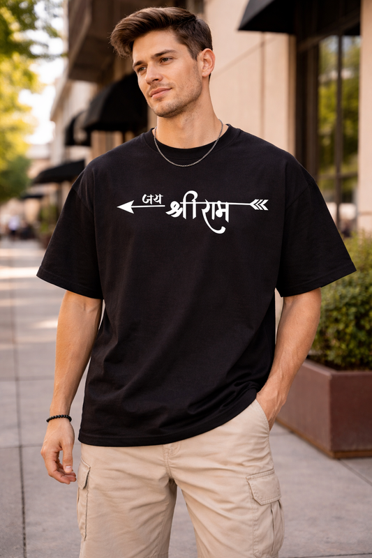 Lord Hanuman Drop-Shoulder T-Shirt – Men & Women | Black