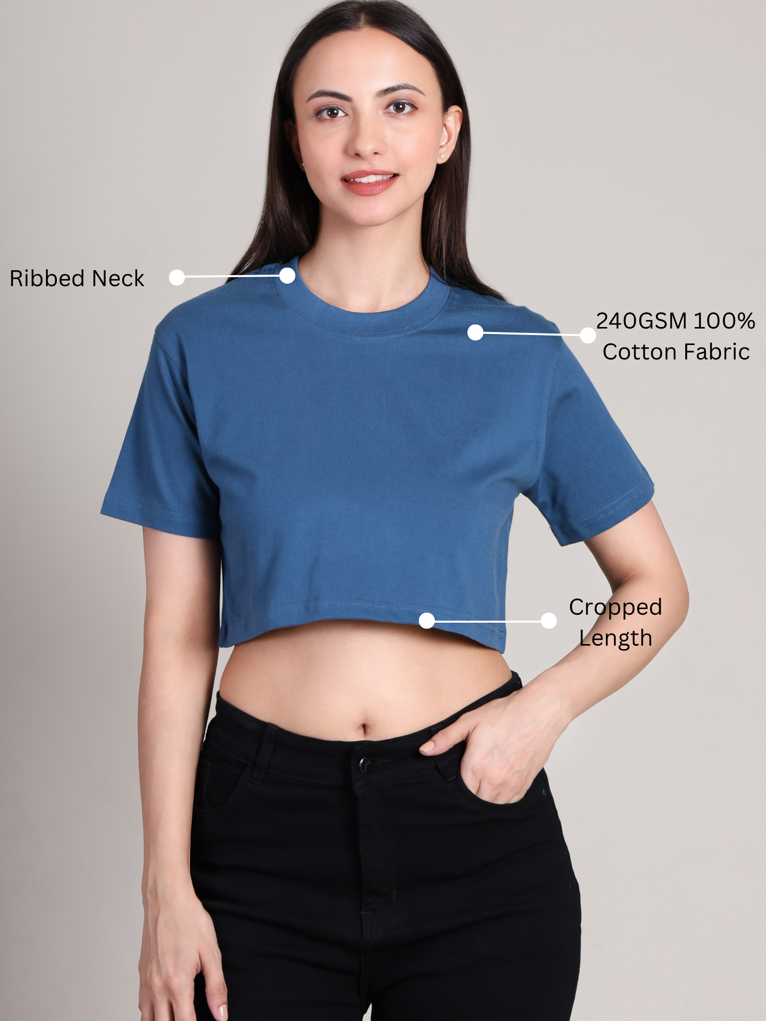 Crop Top -Solid | 100% Cotton – Women | Tasty Teal