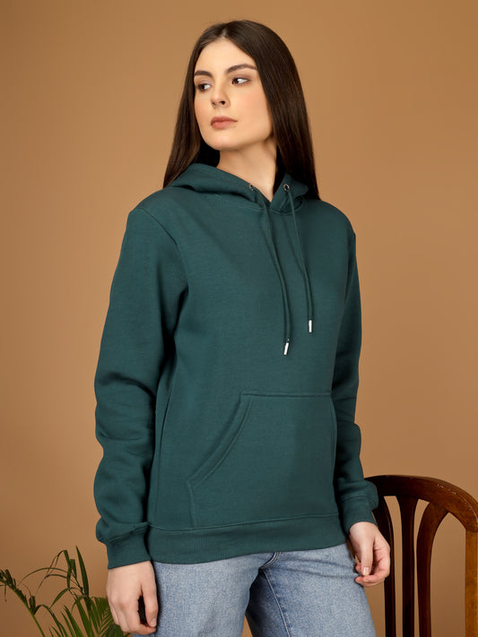 Solid Winter Hoodie – Women | Sea Green | Warm & Stylish Pullover Sweatshirt