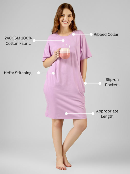T-Shirt Dress | 100% Cotton – Women | Lovely Lavender